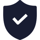 Shield icon with a checkmark symbol indicating security or protection.