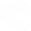 White telephone handset icon with signal waves on a black background.